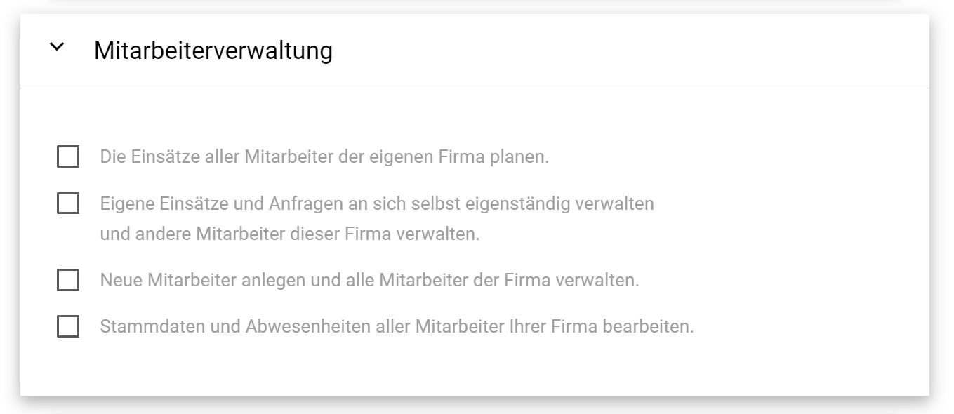 Rechte Mitarbeiterverwaltung